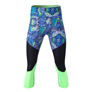 Treino feminino Impresso Athletic Capri Tummy Control Running Legging