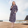 Robe de lã de flanela feminina, roupão de banho de pelúcia quente para mulheres camisola de xale com bolsos