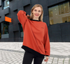 Women Crewneck Fluro Contraste elegante Faixa solta sobre moletom de moletom ombro